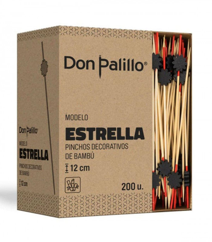 Pinchos Decorativos de Bambú Estrella 12cm x 200 und