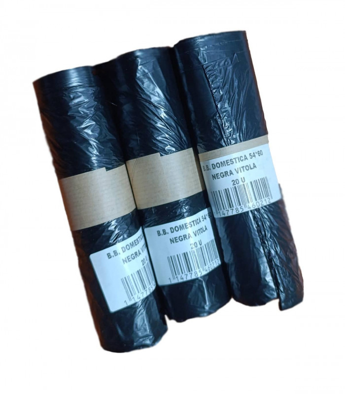 Bolsas de Basura Doméstica 54x60 Negra 20u
